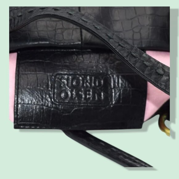 Vintage Sigrid Olsen Leather Reptile Embossed Shoulder Satchel Bag Purse - Picture 6 of 13